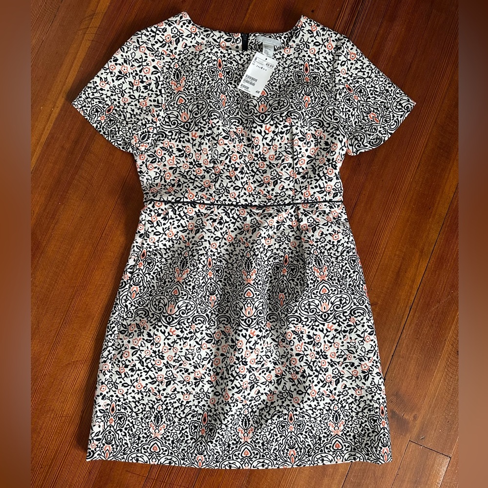 H&M floral structured fit and flair dress